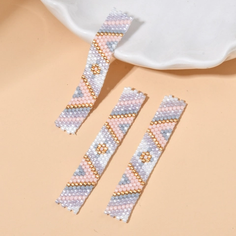 Handwoven Glass Seed Bead Jewelry Components Bohemian Geometric Evil Eye Floral Pattern Handmade DIY Craft Patch Accessories