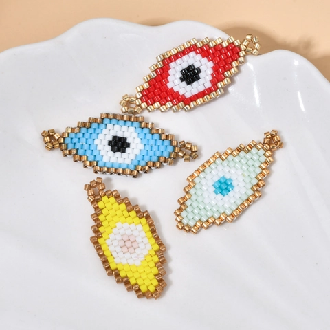 Handmade Woven Evil Eye Glass Seed Beads DIY Connector Charms For Jewelry Making Bracelet Necklace Accessories