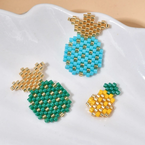 Handmade Pineapple Glass Seed Bead Pendants Miyuki DIY Jewelry Making Charms For Necklace Bracelet Summer Accessory