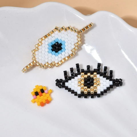 Hand Woven Glass Seed Bead Evil Eye Chicken Charm For DIY Bracelet Necklace Jewelry Making Cute Boho Craft Beads Accessory