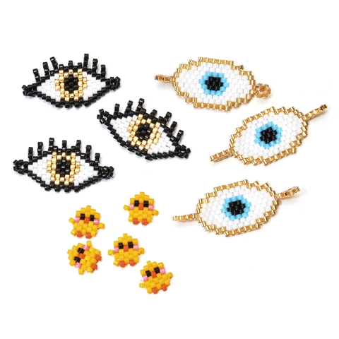 Hand Woven Glass Seed Bead Evil Eye Chicken Charm For DIY Bracelet Necklace Jewelry Making Cute Boho Craft Beads Accessory