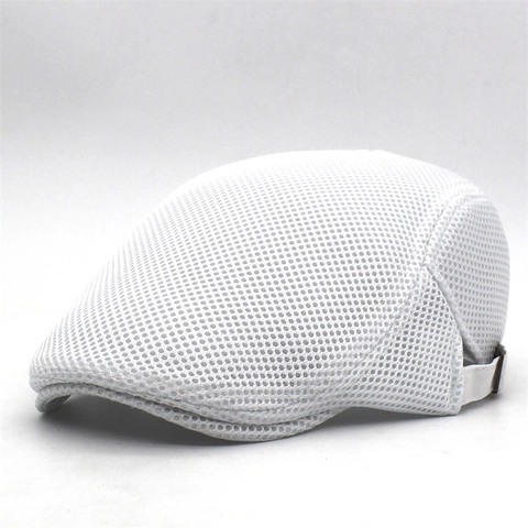 Breathable Mesh Flat Cap For Men Vintage Ivy Newsboy Hat Summer Sun Protection Adjustable Beret For Outdoor Casual Daily