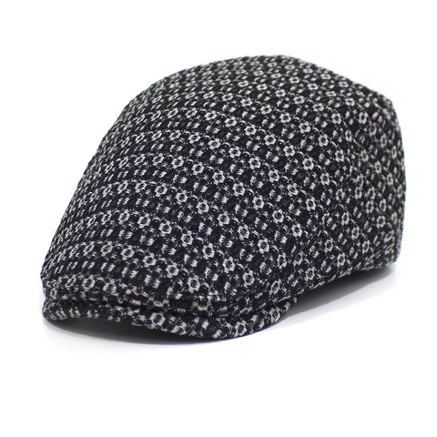 Gorra Plana para Hombre de Algodón Jacquard Mezclilla Estilo Británico Vintage Boina Ajustable Transpirable Protección Solar Gorra para Exteriores