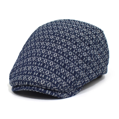Gorra Plana para Hombre de Algodón Jacquard Mezclilla Estilo Británico Vintage Boina Ajustable Transpirable Protección Solar Gorra para Exteriores