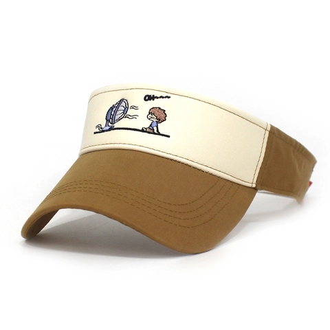 Visiera da Sole in Cotone Estiva da Donna Regolabile Protezione Solare Traspirante Patchwork Ricamo Cartone Animato Cappello da Spiaggia