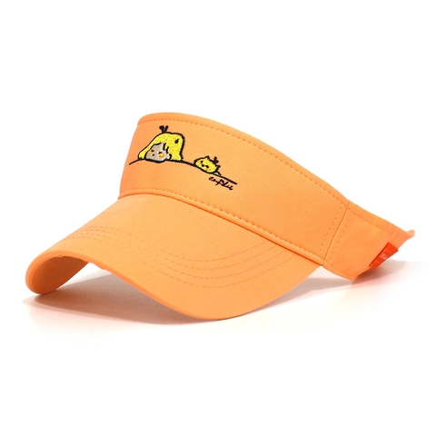 Cappello con Visiera Parasole in Cotone Unisex Ricamo Cartoon Estate Traspirante Testa Scoperta Regolabile Sport Viaggio Spiaggia
