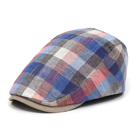 Vintage Karierte Schiebermütze Baumwolle Atmungsaktive Ivy Newsboy Mütze Retro Karomuster Ente Schnabel Kappe Für Herren Damen Casual Outdoor