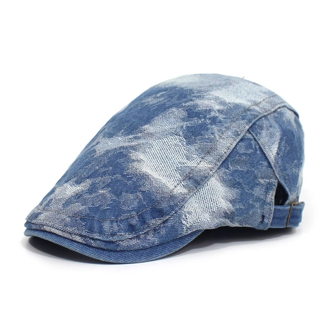 Coppola Vintage in Denim Lavato per Uomo Donna Regolabile con Motivo a Inchiostro Berretto in Cotone Casual Outdoor Ivy Cap