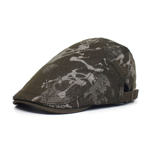 Retro Men Cotton Splatter Print Ivy Cap Adjustable Flat Cap Fashion Forward Beret Hat For Travel Outdoor Breathable Hat
