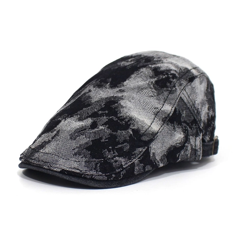 Coppola Vintage in Denim Lavato per Uomo Donna Regolabile con Motivo a Inchiostro Berretto in Cotone Casual Outdoor Ivy Cap