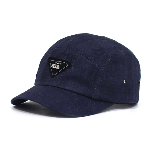 Cotton Grid Pattern Adjustable Camp Cap For Men Women With Metal Triangle Tag Outdoor Sunshade Sport Baseball Hat Vintage Fashion Accessory