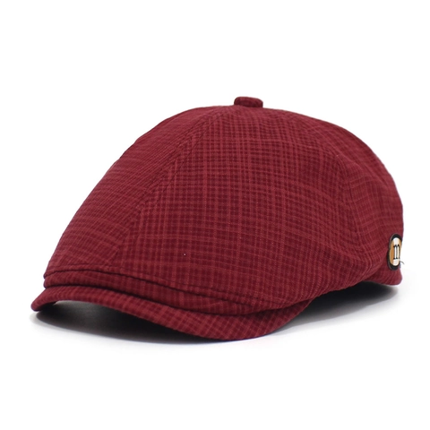 Vintage Plaid Newsboy Cap For Men Women Adjustable Cotton Flat Cap British Style Ivy Hat Casual Outdoor Grid Pattern Hat