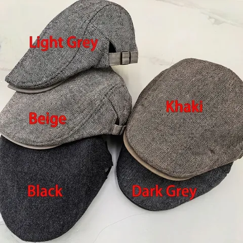 Vintage British Herringbone Newsboy Cap Men Women Cotton Winter Warm Flat Cap Adjustable Beret Artist Hat Casual Headwear