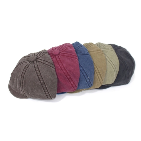Boina Octogonal de Algodón Lavado Vintage Para Hombres Mujeres Ajustable Retro Británico Pintor Gorra de Vendedor de Periódicos Casual Color Sólido Sombrero de Sol al Aire Libre