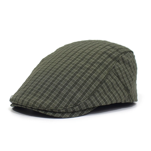 Gorra Boina de Cuadros Estilo Británico Vintage Para Hombre Mujer Mezcla de Algodón Transpirable Gorra Plana Ajustable