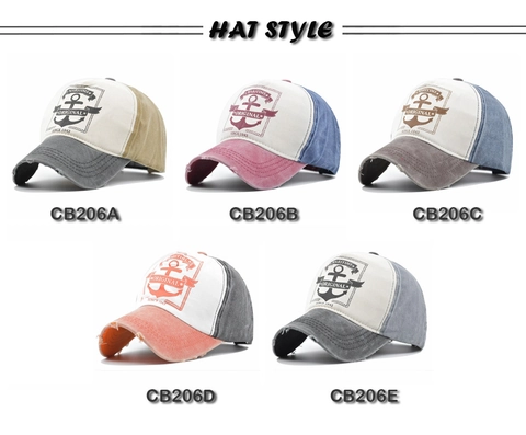 Gorra de Béisbol de Algodón Lavado Vintage Desgastado Bordado de Ancla Marítima Sombrero de Sol Ajustable para Hombres Mujeres Casual Exterior
