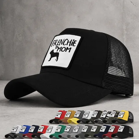 Frenchie Mom Französische Bulldogge Trucker-Kappe Für Damen Herren Atmungsaktiv Netz Baseballkappe Baumwolle Patch Verstellbar Outdoor Sonnenhut
