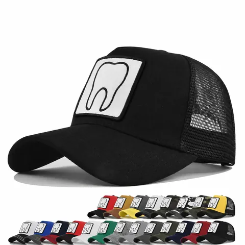 Cappello Trucker Unisex a Rete con Patch Ricamato a Dente Traspirante Regolabile Baseball Cap Estivo Protezione Solare Snapback Moda
