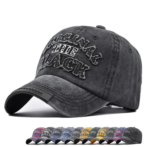 Berretto da Baseball in Cotone Lavato Vintage per Uomo Donna Ricamo Lettere 3D Invecchiato Original Regolabile Trucker Hat