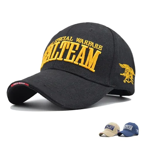 Gorra de Béisbol Táctica de Algodón Naval Special Warfare Seal Team Bordado 3D Ajustable Sombrero de Sol Militar