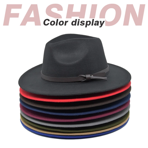 Élégant Chapeau Fedora à Large Bord Vintage En Mélange De Laine Casquette Jazz Avec Boucle De Ceinture Pour Femmes Hommes Automne Hiver