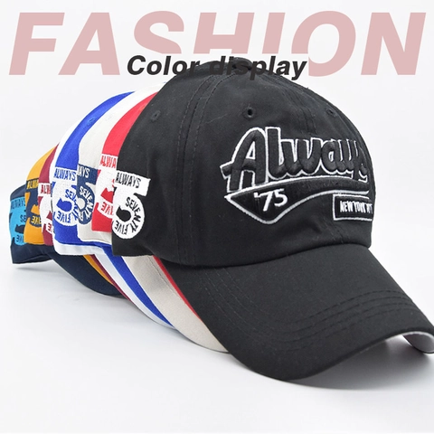Gorra de Béisbol de Algodón Vintage Always 75 New York City Bordado Sombrero Ajustable Retro Casual Protección Solar