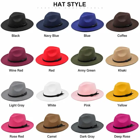 Cappello Fedora Classico a Tesa Larga Unisex Berretto Jazz in Feltro di Poliestere Vintage Con Fibbia Elegante Stile Britannico