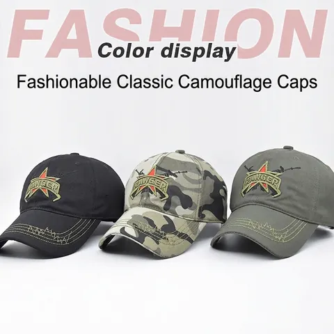 Berretto da Baseball Tattico in Cotone Mimetico Ricamo Ranger Stella Rossa Outdoor Regolabile Stile Militare Cappello da Sole Donna Uomo