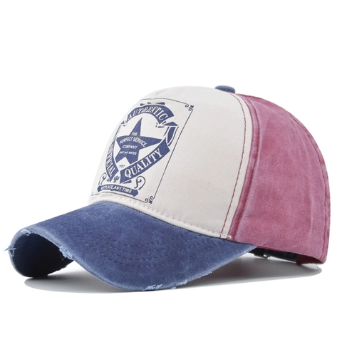 Gorra de Béisbol de Algodón Lavado Vintage Patchwork Desgastado Bordado Estrella Retro Sombrero de Sol para Hombres Mujeres Gorra Trucker