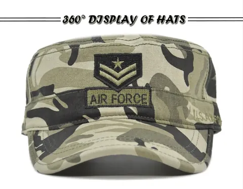 Uomo Donna Cotone Militare Cima Piatta Berretto Cadet Mimetico Ricamo Tattico Esercito Cappello Regolabile Outdoor Casual Cappello di Pattuglia
