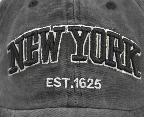 Berretto da Baseball in Cotone Lavato Vintage Ricamo New York Regolabile Distressed Tesa Curva Cappello da Sole per Uomo Donna