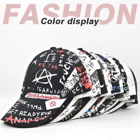 Cappello da Baseball con Stampa Graffiti Streetwear 100% Cotone Regolabile Hip Hop Snapback per Uomo Donna Casual Protezione Solare