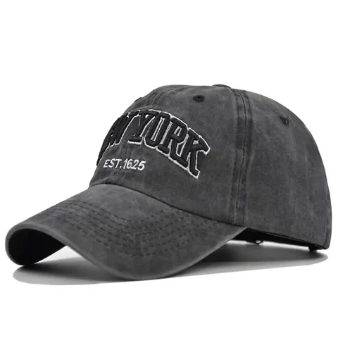Berretto da Baseball in Cotone Lavato Vintage Ricamo New York Regolabile Distressed Tesa Curva Cappello da Sole per Uomo Donna