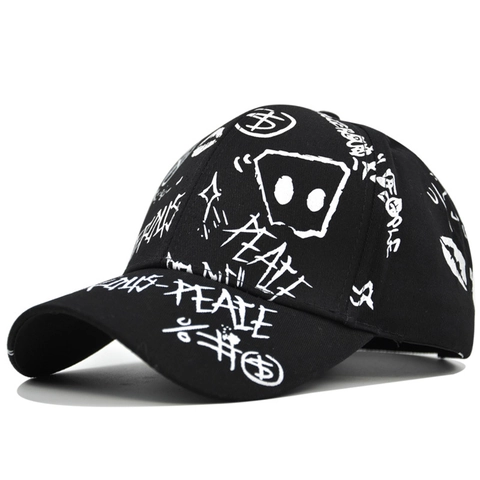 Cappello da Baseball con Stampa Graffiti Streetwear in Cotone Regolabile Hip Hop Parasole per Uomo Donna Moda Outdoor Casual Snapback