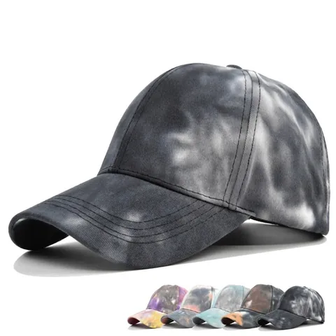 Gorra de Béisbol de Algodón Tie-Dye Lavado Vintage Patrón de Mármol Ajustable Ala Curva Sombrero de Sol para Viajes al Aire Libre Hombres Mujeres