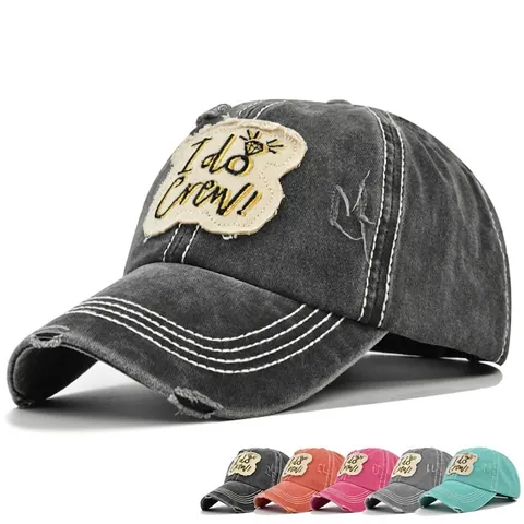 Casquette De Baseball En Coton Délavé Vintage Vieilli Brodée Bride Tribe I Do Crew Chapeau De Soleil Pour Mariage Fête Femme Homme Réglable