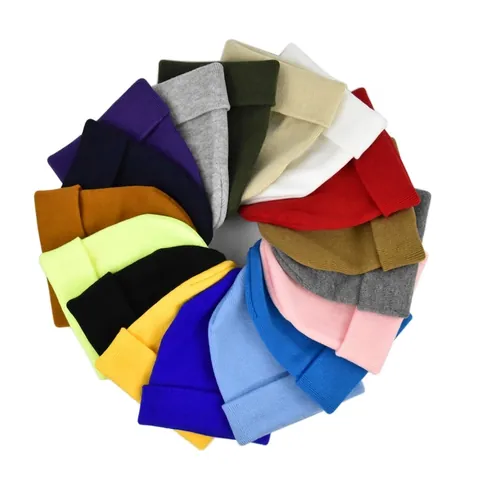 Minimalist Ribbed Acrylic Knit Beanie For Men Women Solid Color Cuffed Winter Warm Soft Skull Cap Unisex Daily Outdoors