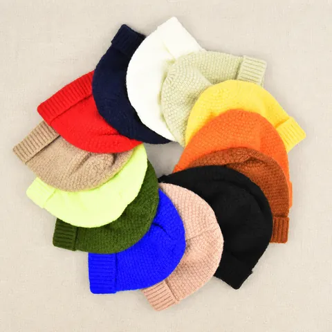 Acrylic Waffle Knit Beanie Hat For Men Women Adjustable Strapback Docker Hat Brimless Rolled Edge Winter Warm Skull Cap