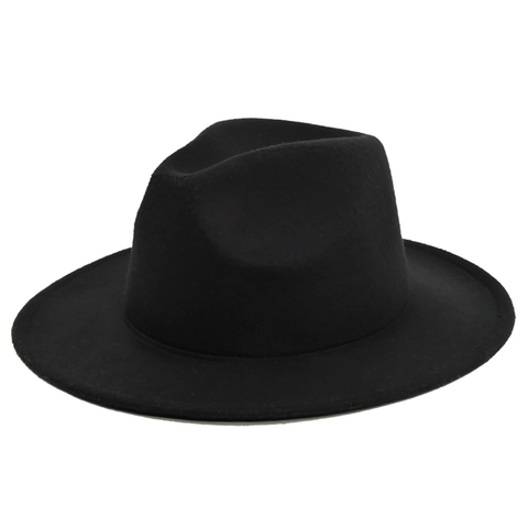 Classic Wide Brim Woolen Fedora Hat For Women Men Retro Jazz Style Flat Brim Felt Panama Hat Autumn Winter Outdoor Accessory