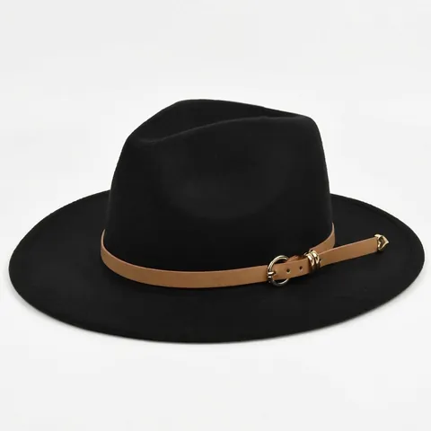 Chapeau Fedora en Laine de Style Britannique Vintage pour Hommes Femmes Chapeau Jazz Classique Avec Ceinture en Cuir Boucle en Coeur