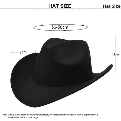 Classic Western Cowboy Fedora Hat Wool Woolen Felt Wide Brim Jazz Hat For Men Women Casual Outdoor Sunshade Outwear