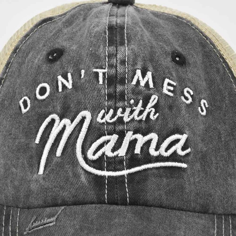 Casquette Baseball Donna Lavata Distressed con Foro per Coda di Cavallo Ricamo Lettere Cappello Trucker Regolabile Mama