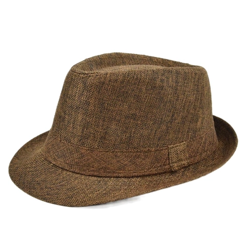 Unisex Υφαντό Καπέλο Fedora από Μείγμα Βαμβακιού Αναπνεύσιμο Jazz Καπέλο για Ταξίδια Παραλία Casual Μόδα Fedora