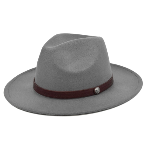 Vintage Wollen Fedora Hoed Met Brede Rand Voor Dames Heren Retro Jazz Hoed Met Decoratieve Band Metalen Gesp Warme Winterhoed
