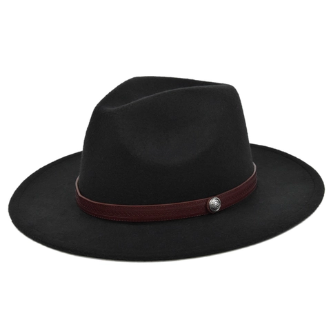 Vintage Wollen Fedora Hoed Met Brede Rand Voor Dames Heren Retro Jazz Hoed Met Decoratieve Band Metalen Gesp Warme Winterhoed