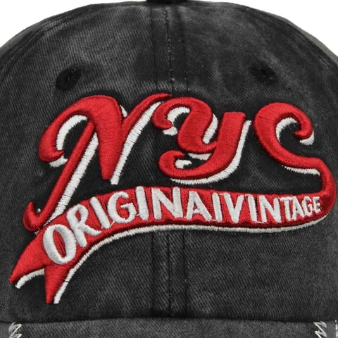 Berretto da Baseball in Cotone Lavato con Ricamo NYC Vintage Distressed Regolabile Cappello da Sole Retro Uomo Donna Casual
