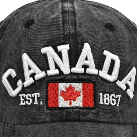 Gewassen Katoen Canada Borduurwerk Honkbalpet Retro Verweerd Esdoornblad Vlag Verstelbare Sport Zonnehoed Voor Heren Vrouwen