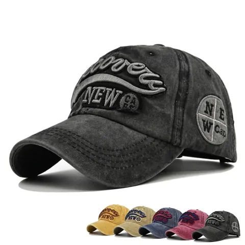 Berretto da Baseball in Cotone Lavato Vintage per Uomo Donna Regolabile Invecchiato con Ricamo Lettere Protezione Solare Outdoor Casual Snapback