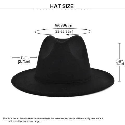 Vintage Woolen Fedora Hat Wide Flat Brim Jazz Hat For Men Women Classic Solid Color Panama Cap Elegant Winter Autumn Accessory
