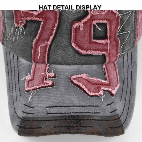 Cappello da Baseball in Cotone Lavato American Vintage Distressed Con Applicazione Ricamata New York York Parasole Regolabile